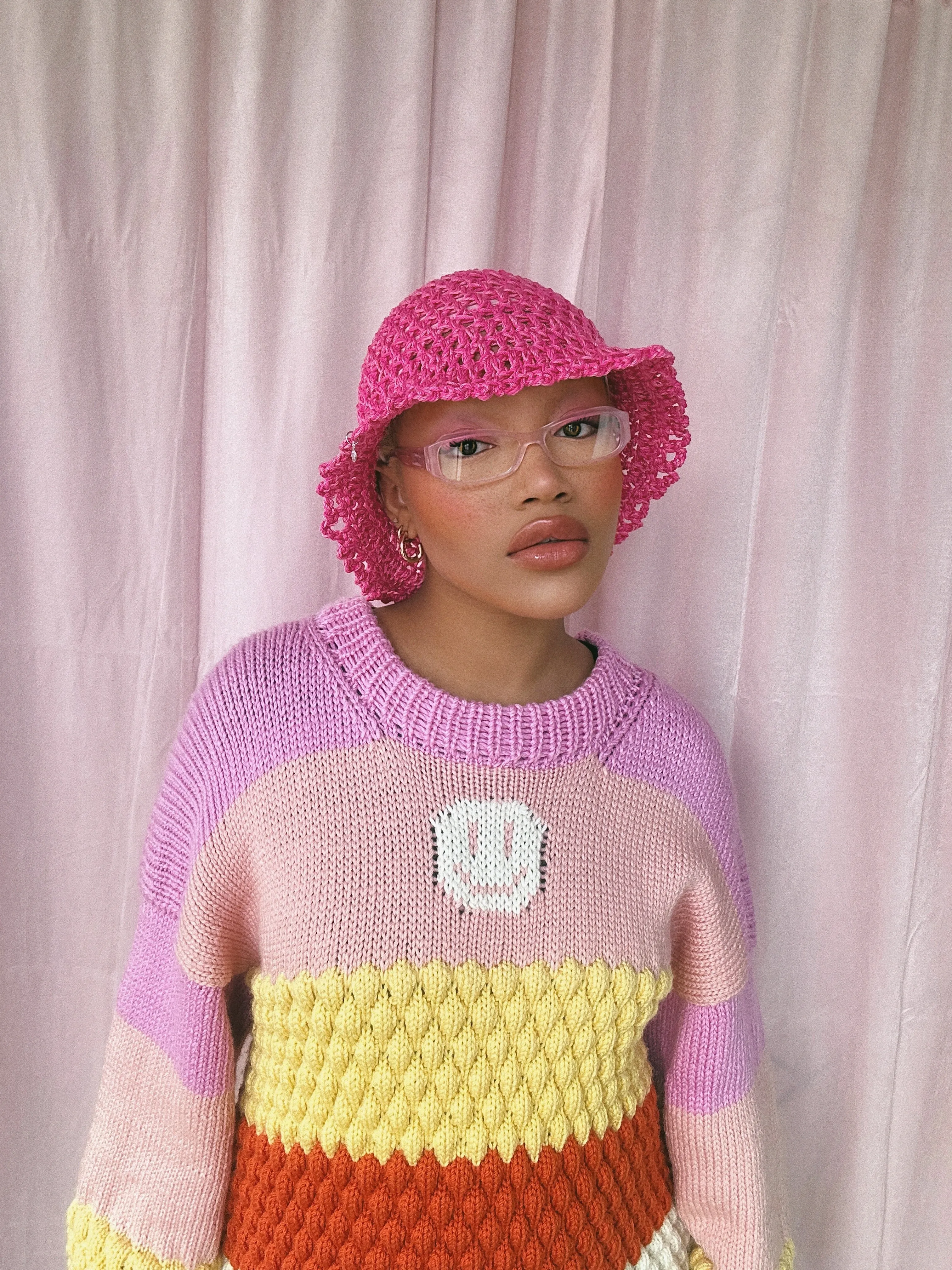 (1 Of 1) Pink Crochet Hat - READY TO SHIP