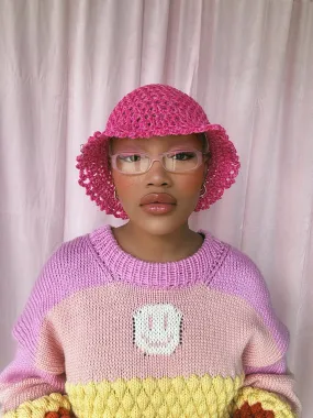 (1 Of 1) Pink Crochet Hat - READY TO SHIP