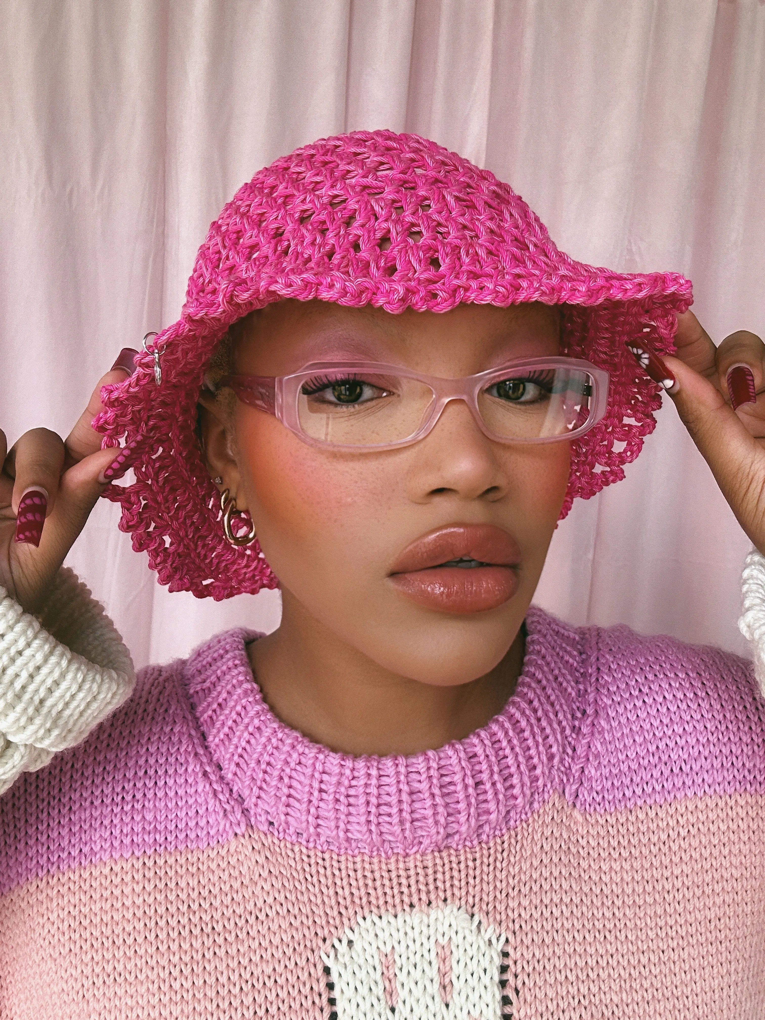 (1 Of 1) Pink Crochet Hat - READY TO SHIP