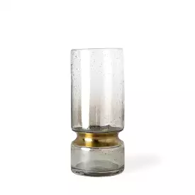 11 Smoked Bubble Glass Gold Accent Vase