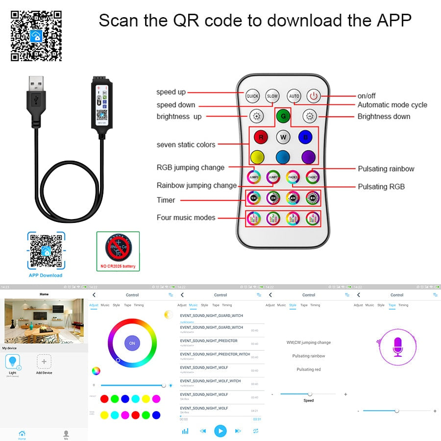 20/25/30M LED RGB Lights Strip + Bluetooth Waterproof 2835 Control+Adapter