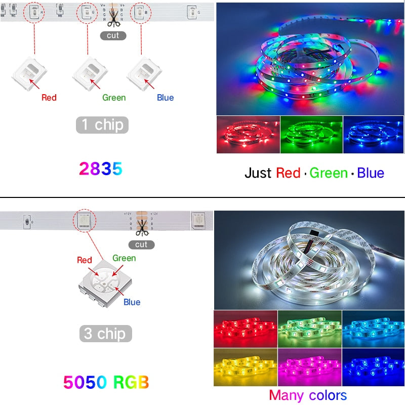 20/25/30M LED RGB Lights Strip + Bluetooth Waterproof 2835 Control+Adapter