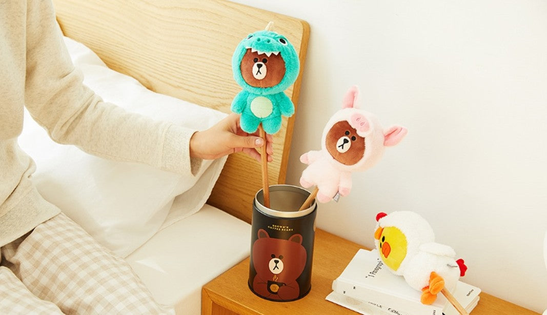 2p LINE Friends Jungle Brown Doll Massager Tools Chicken Sally Kids Toys