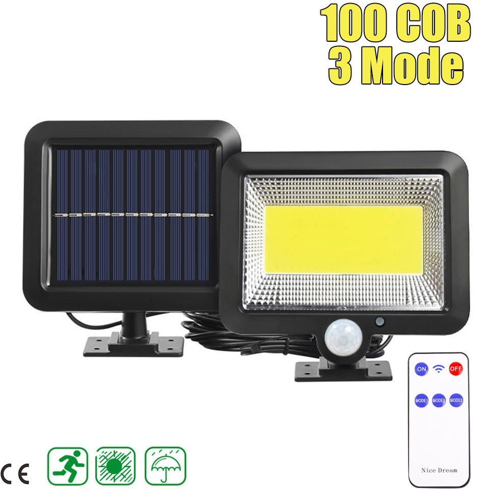 3 Mode Solar Powered LED Lights 100COB/120COB/160COB Waterproof Motion Sensor Wall Light (With remote)