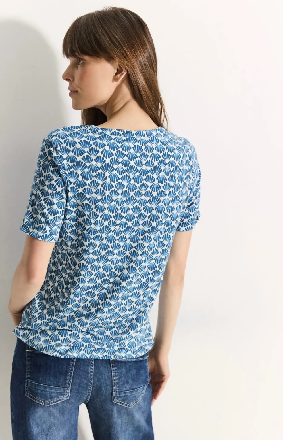 321634- Printed Jersey Top- Azure Blue- Cecil