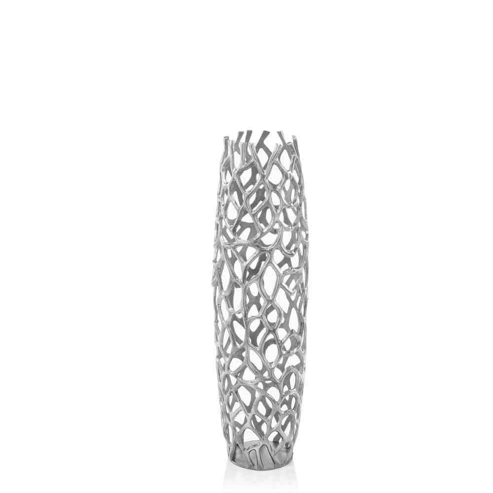 47 Aluminum Silver Twigs Cylinder Floor Vase