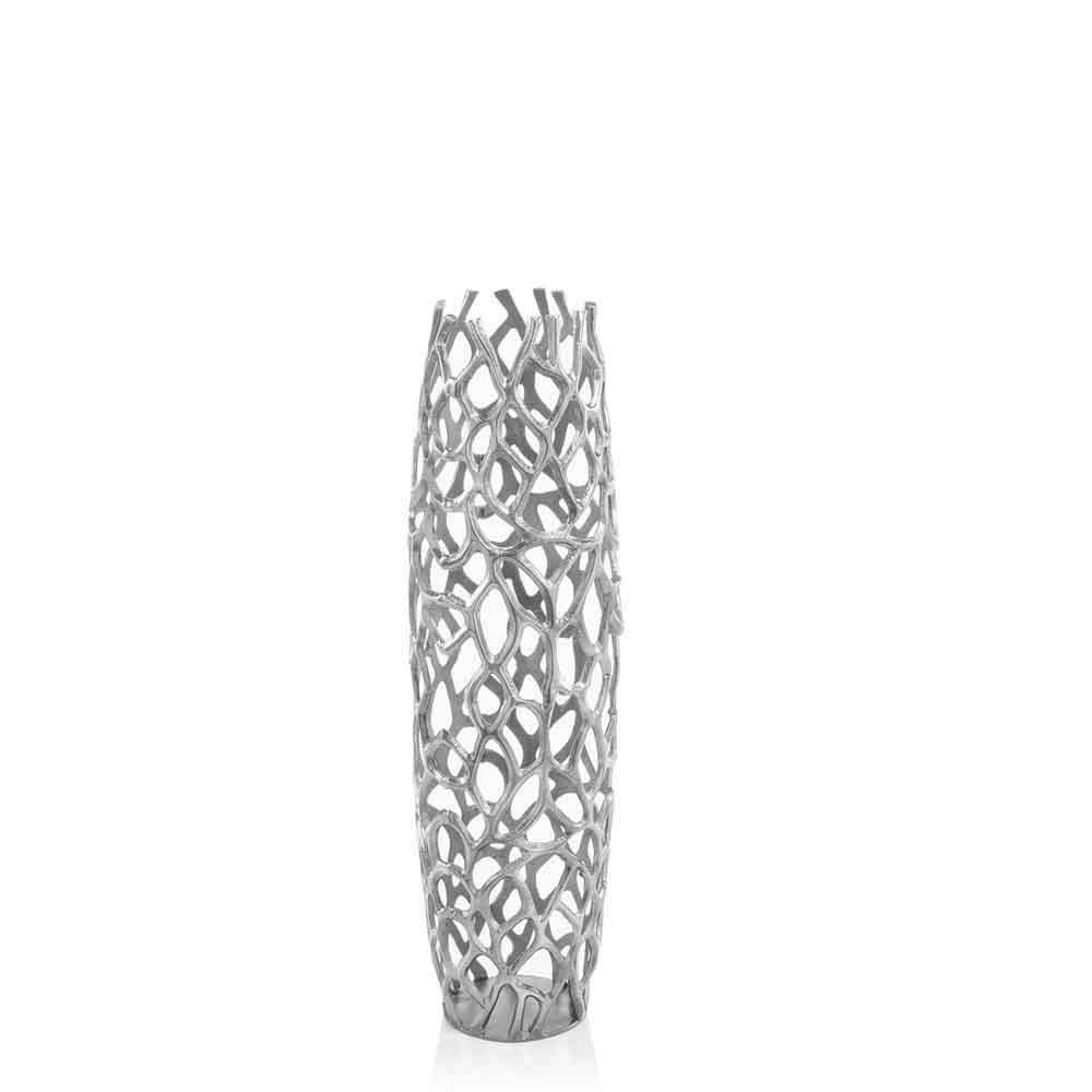 47 Aluminum Silver Twigs Cylinder Floor Vase