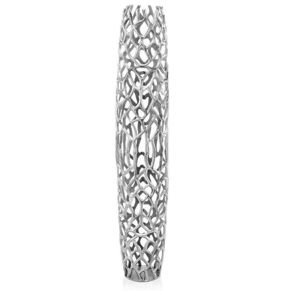 47 Aluminum Silver Twigs Cylinder Floor Vase