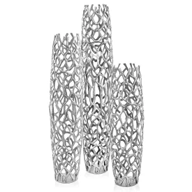 47 Aluminum Silver Twigs Cylinder Floor Vase
