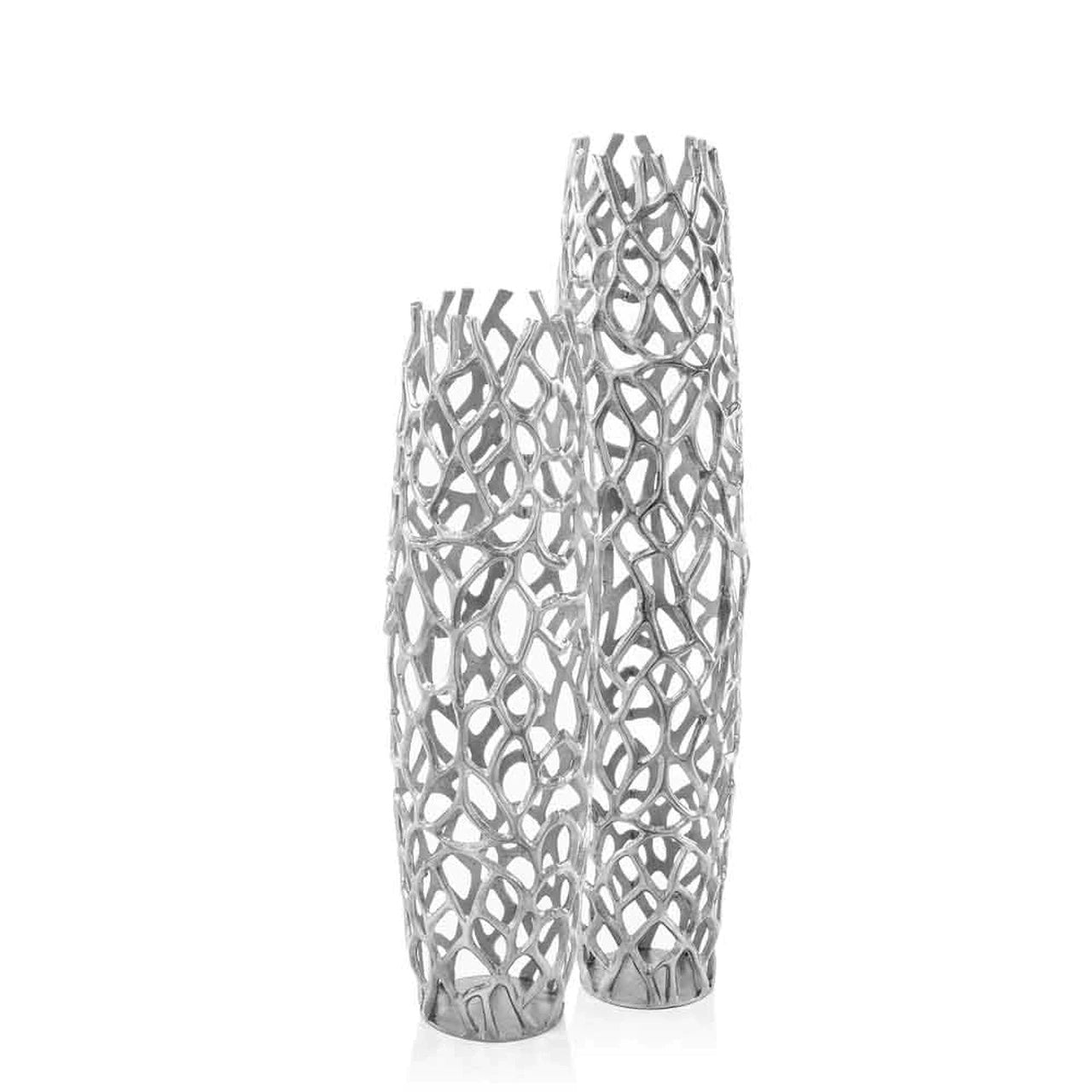 47 Aluminum Silver Twigs Cylinder Floor Vase