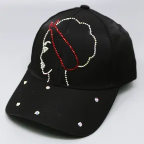 Afro Rhinestone Embellished Cap