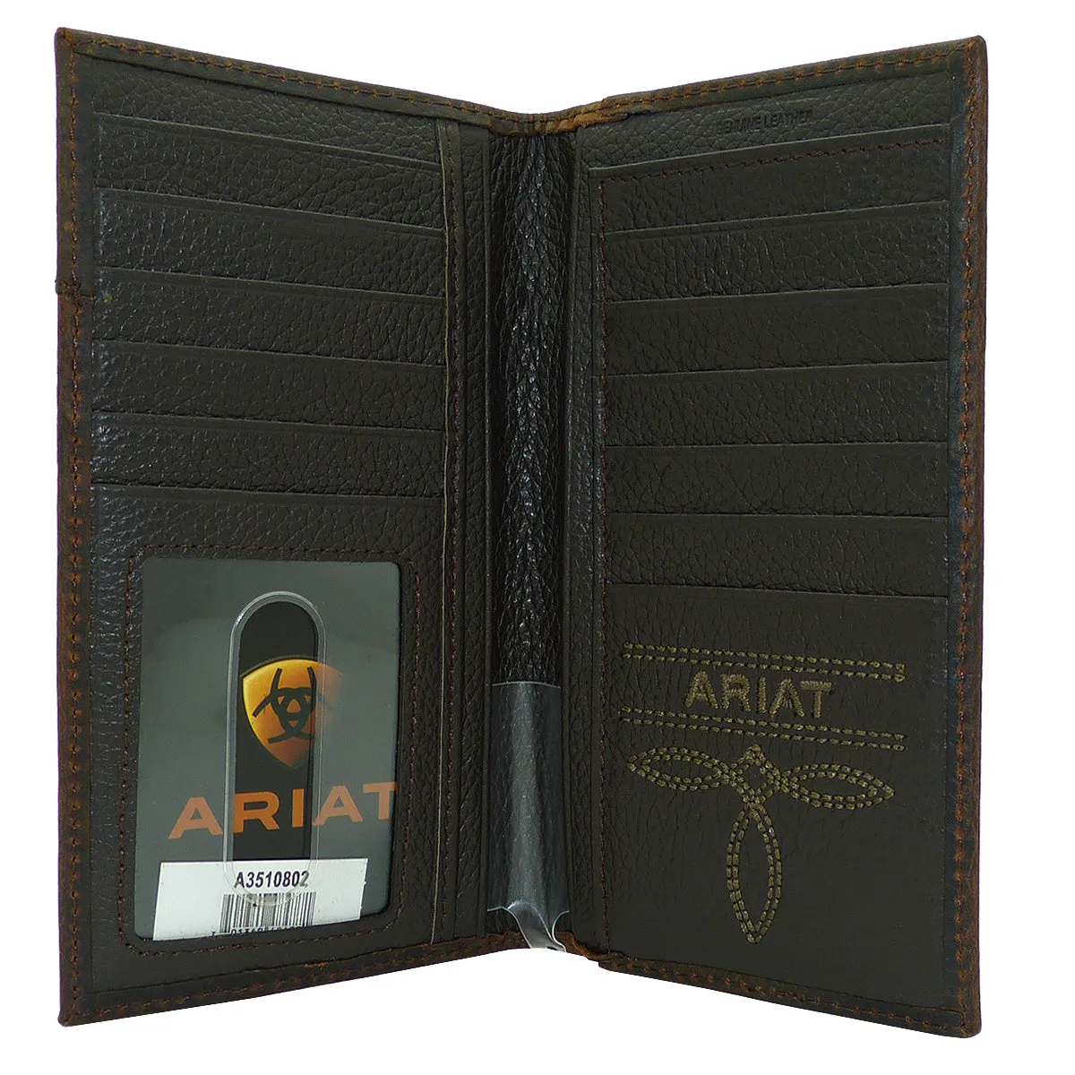 Ariat Western Mens Leather Boot Stitched Embroidery Wallet Checkbook Cover