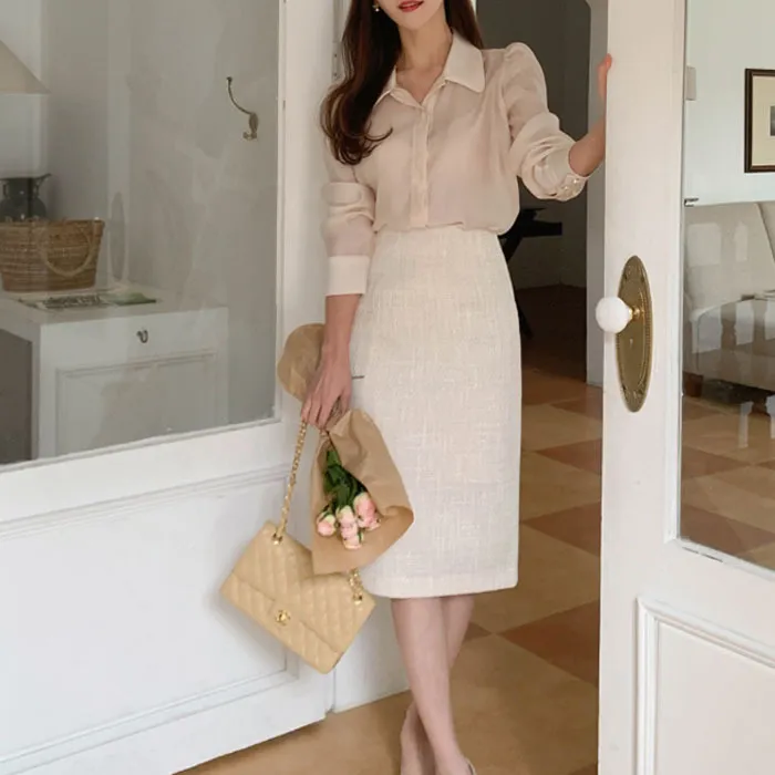 BADDIARY  |Long Sleeves Plain Party Style Office Style Elegant Style