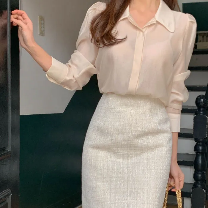 BADDIARY  |Long Sleeves Plain Party Style Office Style Elegant Style