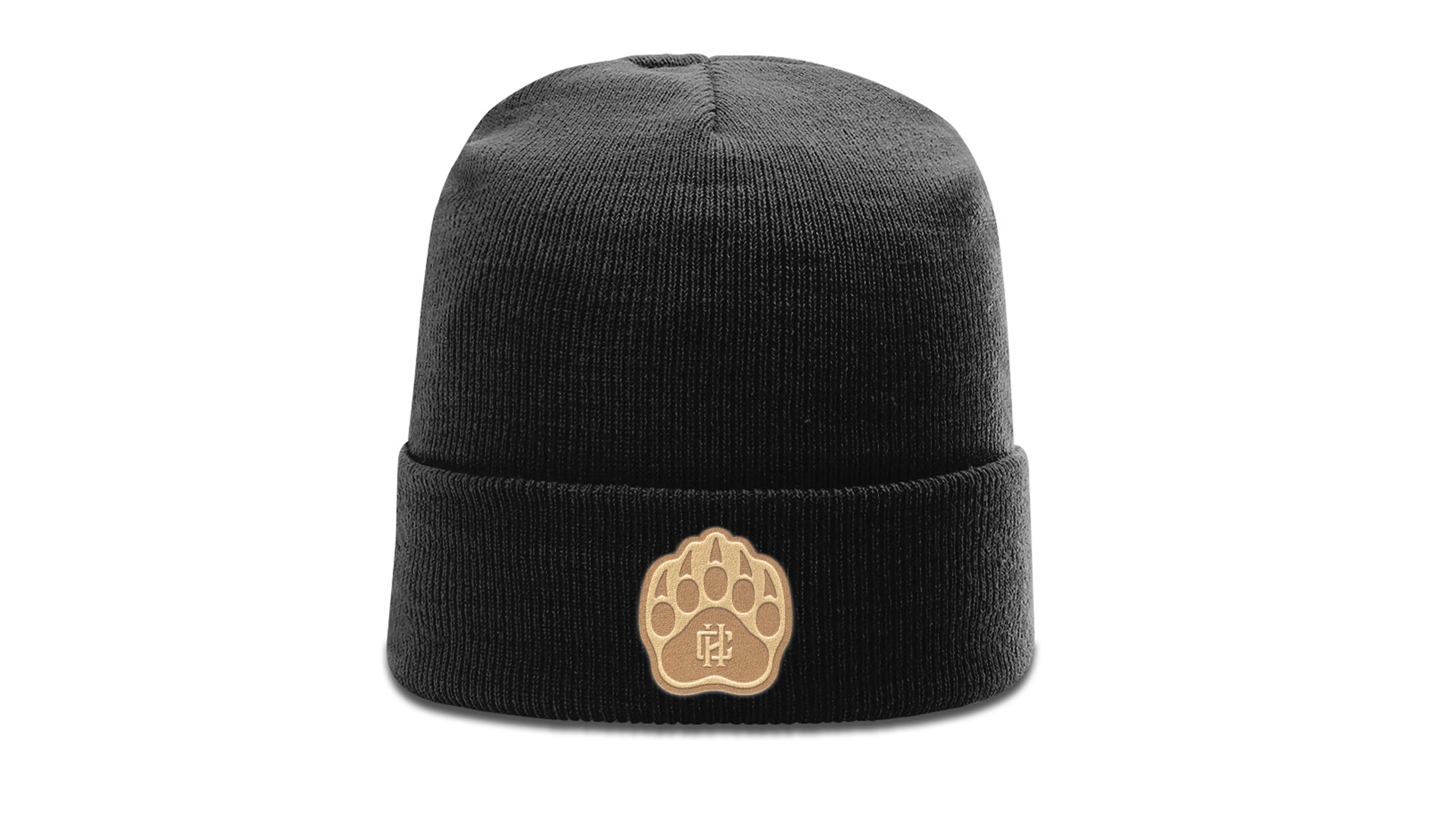 Bear Paw Leather Patch Beanie