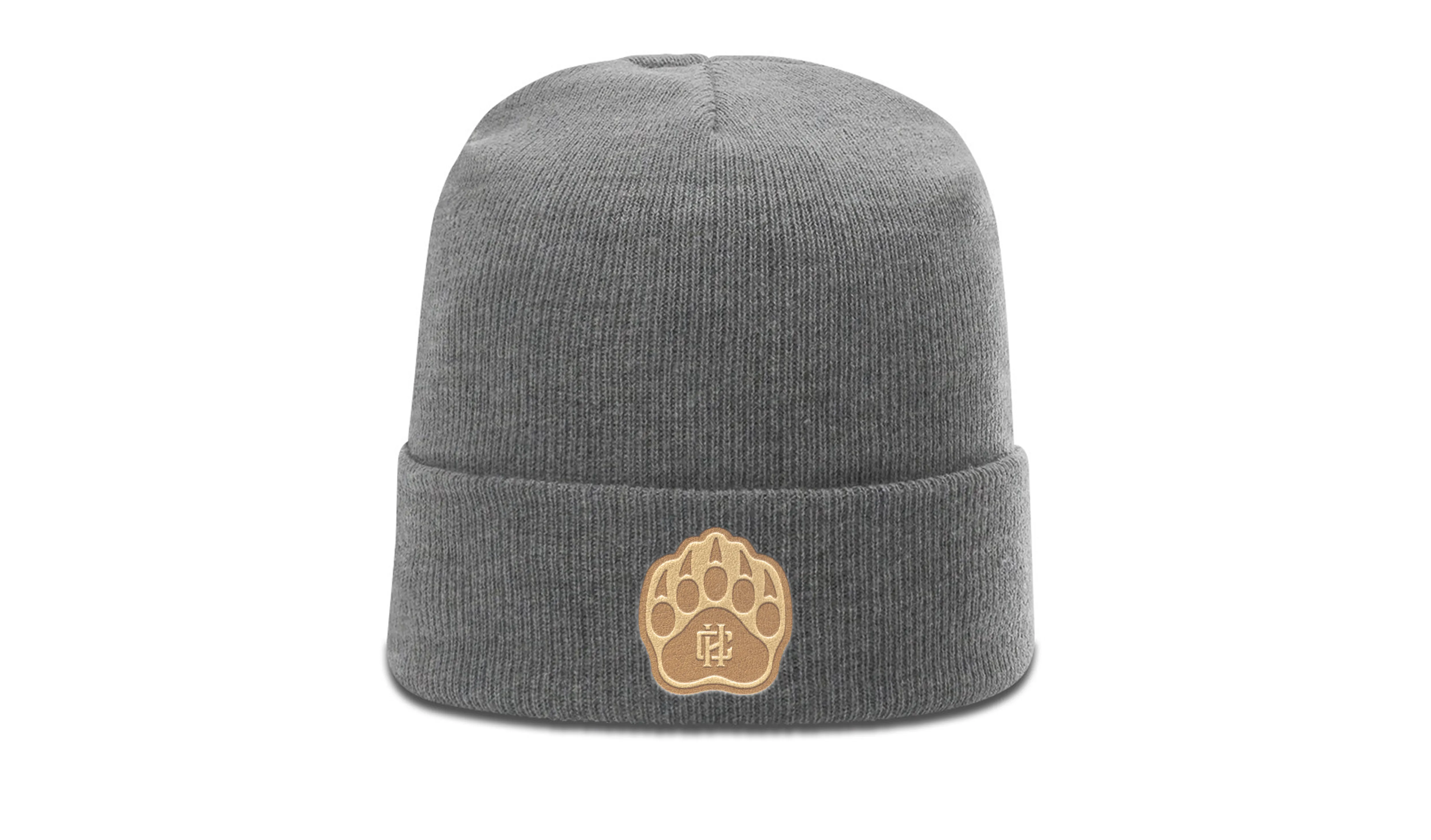 Bear Paw Leather Patch Beanie