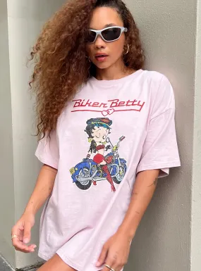 Betty Boop Oversized Biker Tee Pink