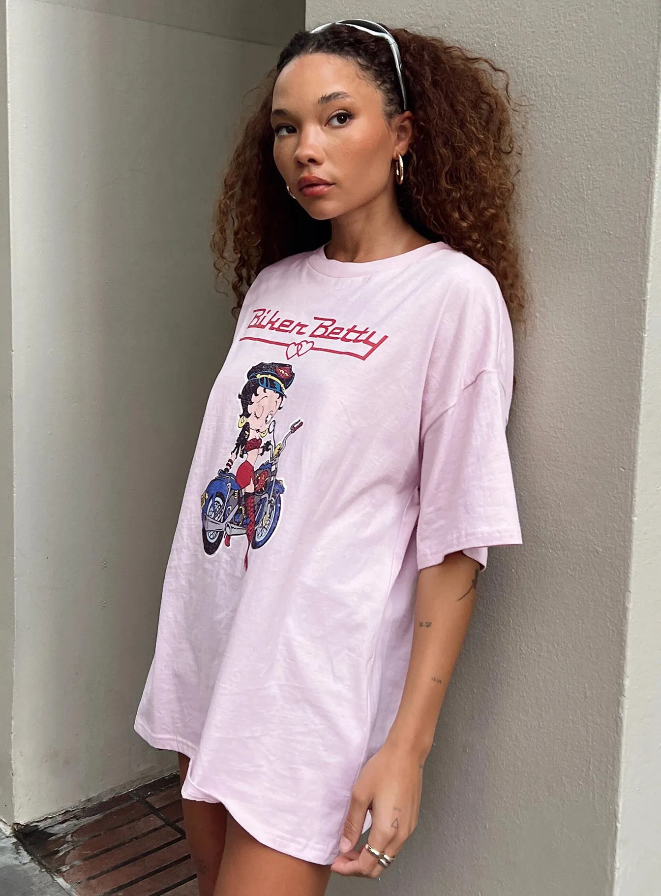 Betty Boop Oversized Biker Tee Pink