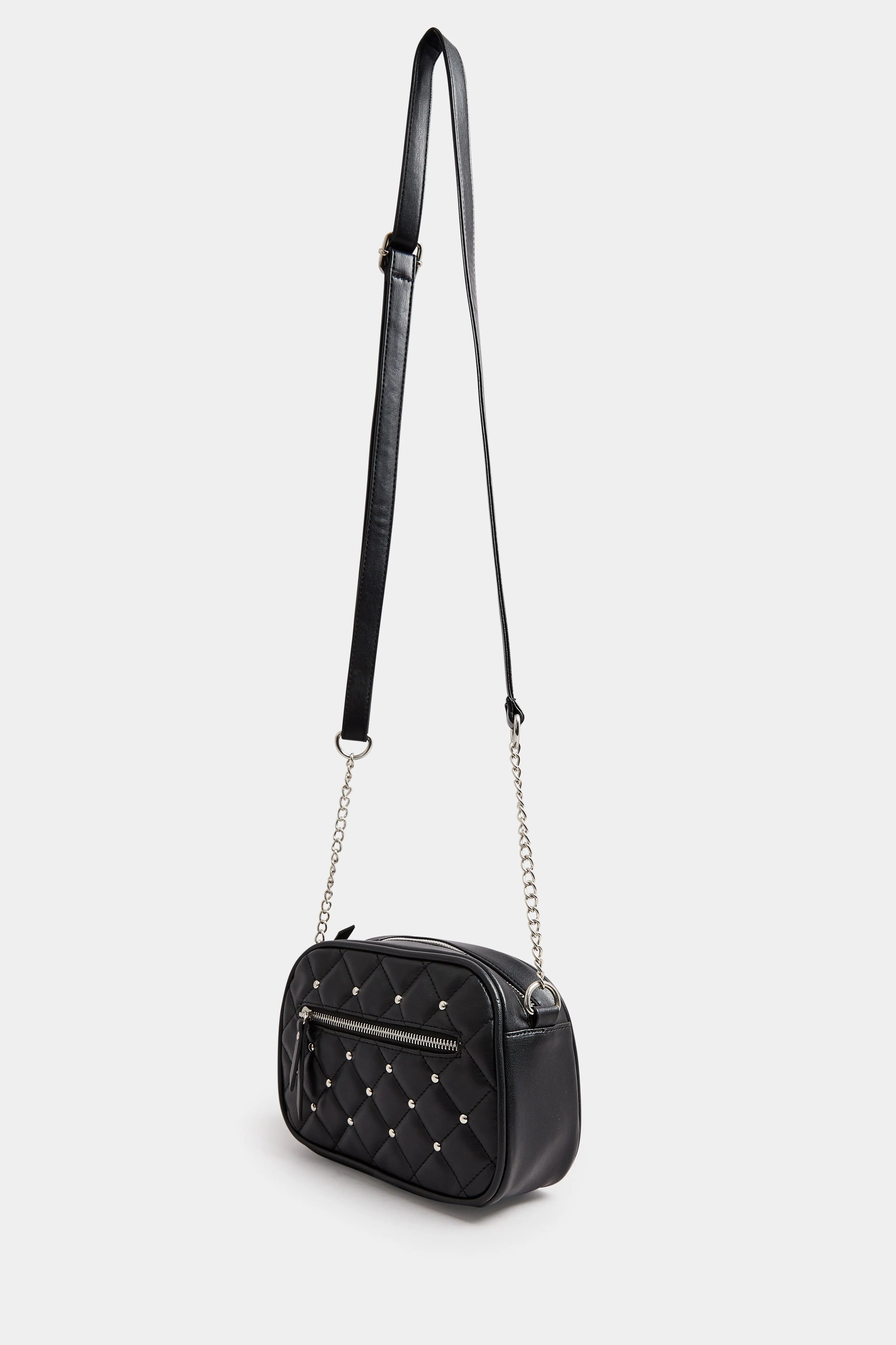 Black Quilted Stud Shoulder Bag