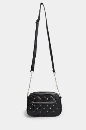 Black Quilted Stud Shoulder Bag