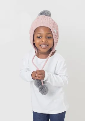 Black Sunrise Child's Pink and Grey Satin-Lined Ear Loving Beanie