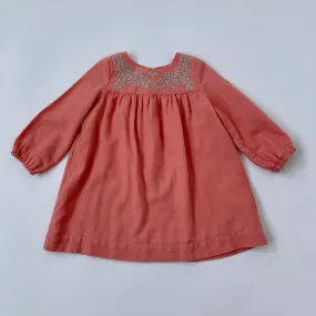 Bonpoint Apricot Wool Dress With Grey Embroidery: 2 Years