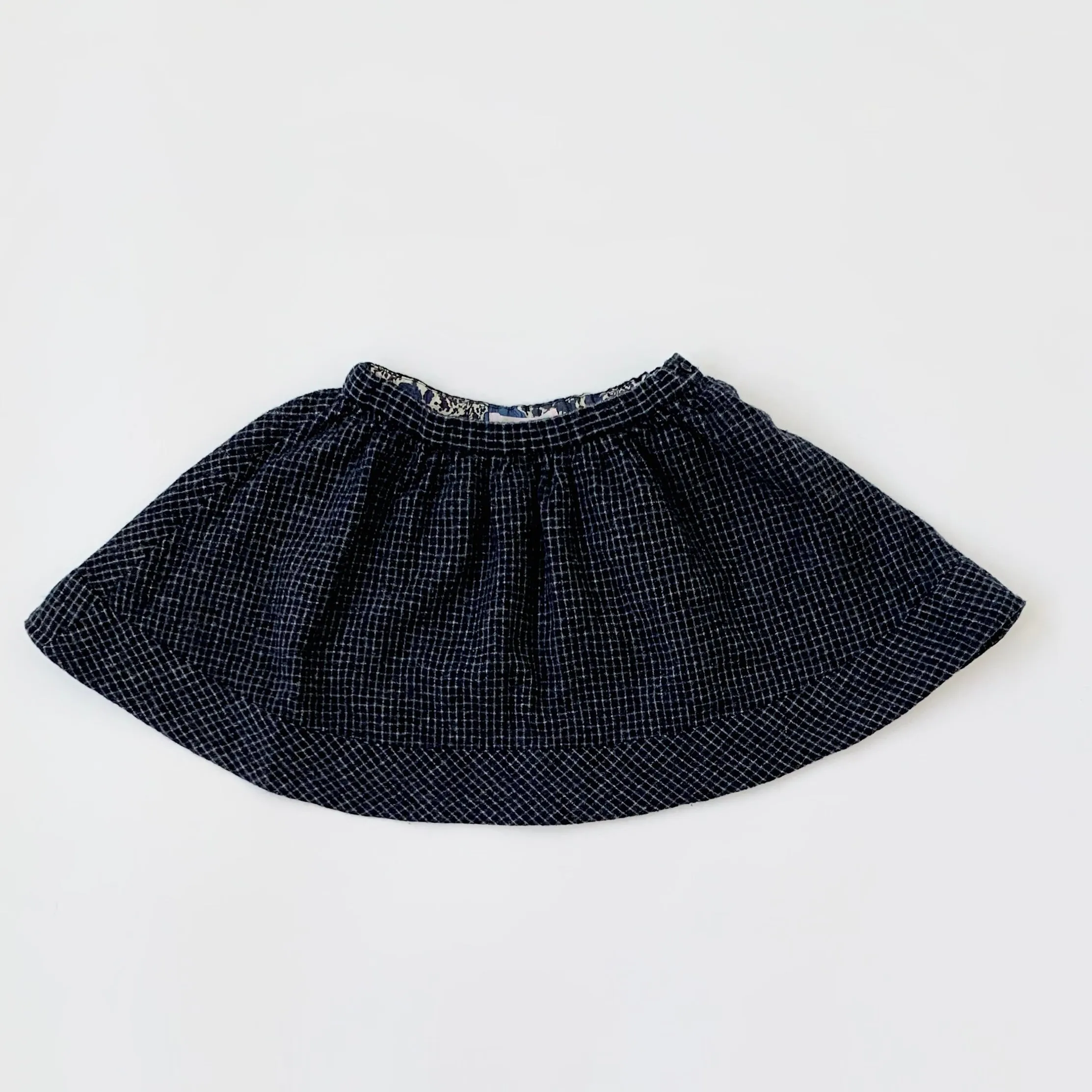 Bonpoint Navy Check Wool Mix Skirt: 4 Years