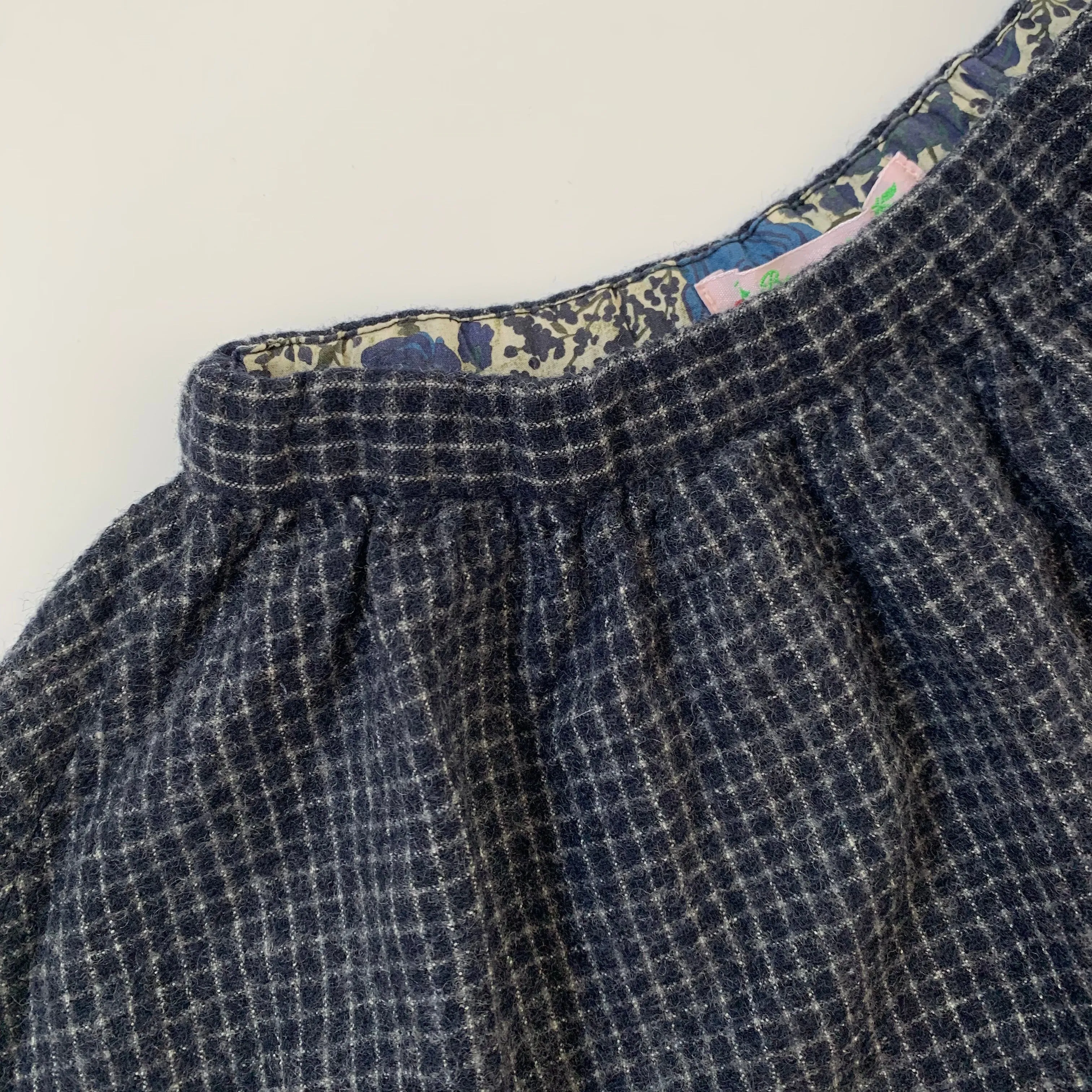 Bonpoint Navy Check Wool Mix Skirt: 4 Years