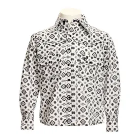 Boys White & Black Aztec Shirt