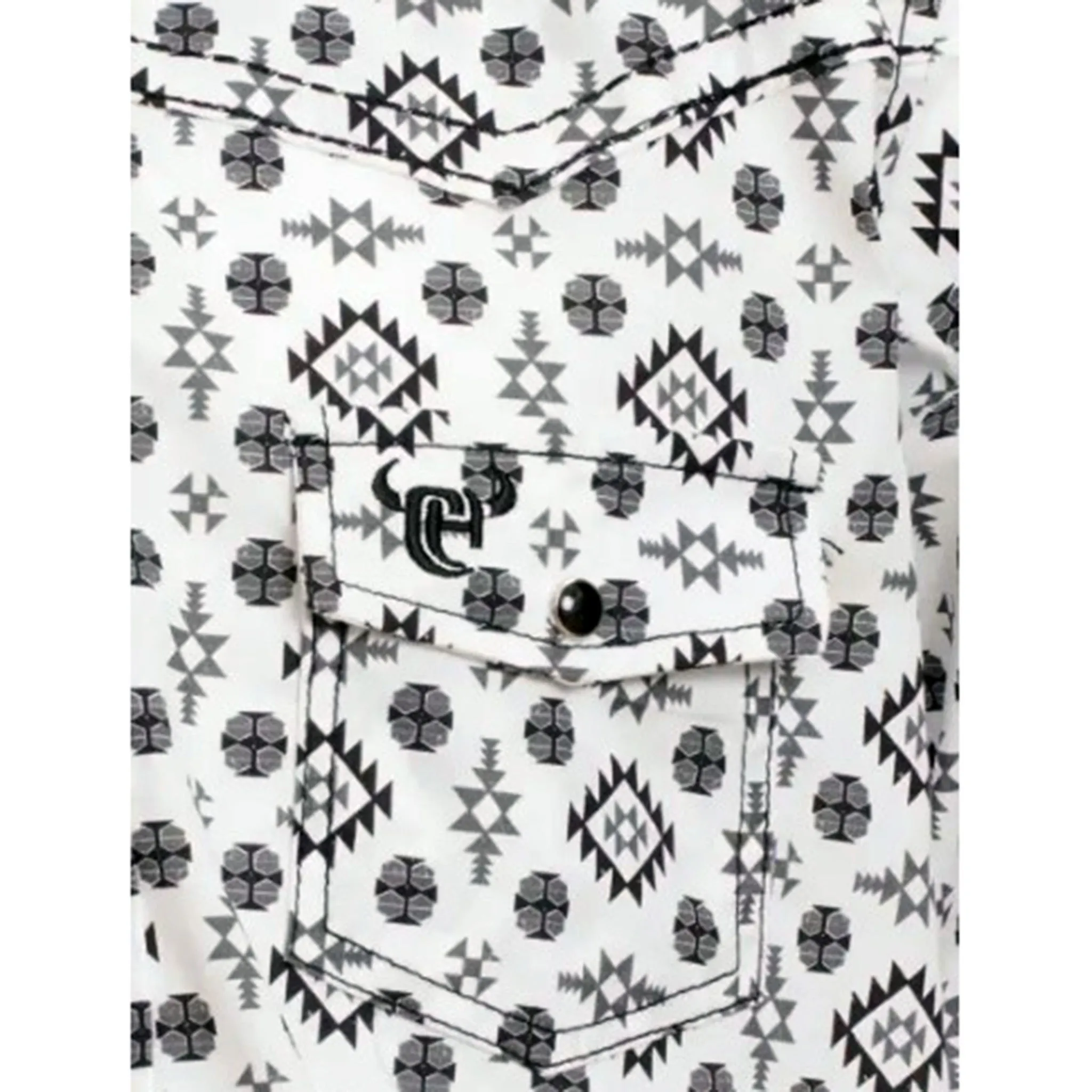 Boys White & Black Aztec Shirt