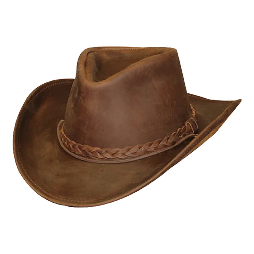 Brown Leather Cowboy Hat