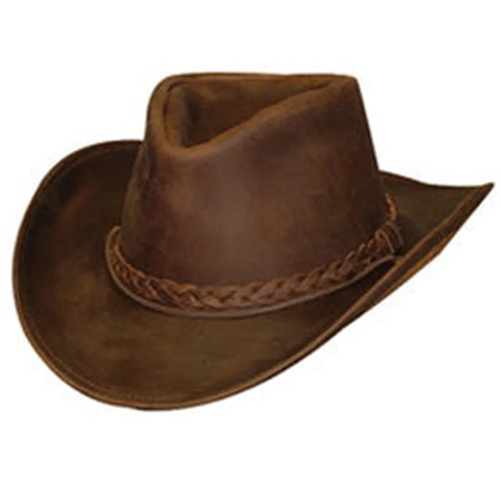 Brown Leather Cowboy Hat