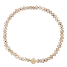 Coated White Moonstone Rondelle Necklace