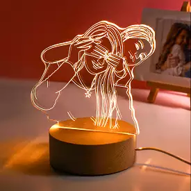 Custom Acrylic 3D Photo Lamp LED Wood Base