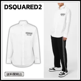 D SQUARED2  |Street Style Long Sleeves Plain Cotton Logo Luxury Shirts