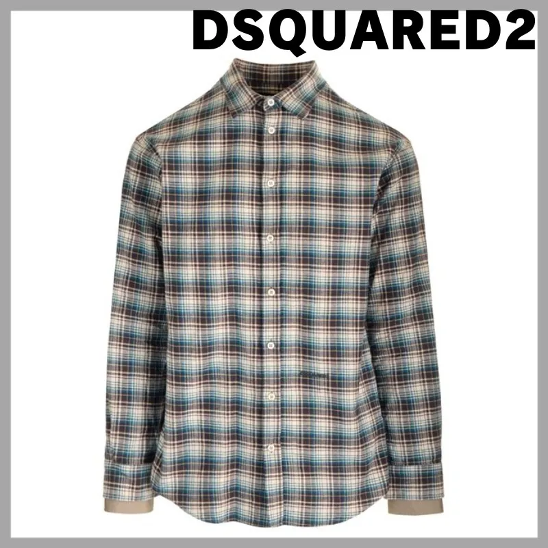 D SQUARED2  |Tartan Street Style Long Sleeves Cotton Logo Skater Style