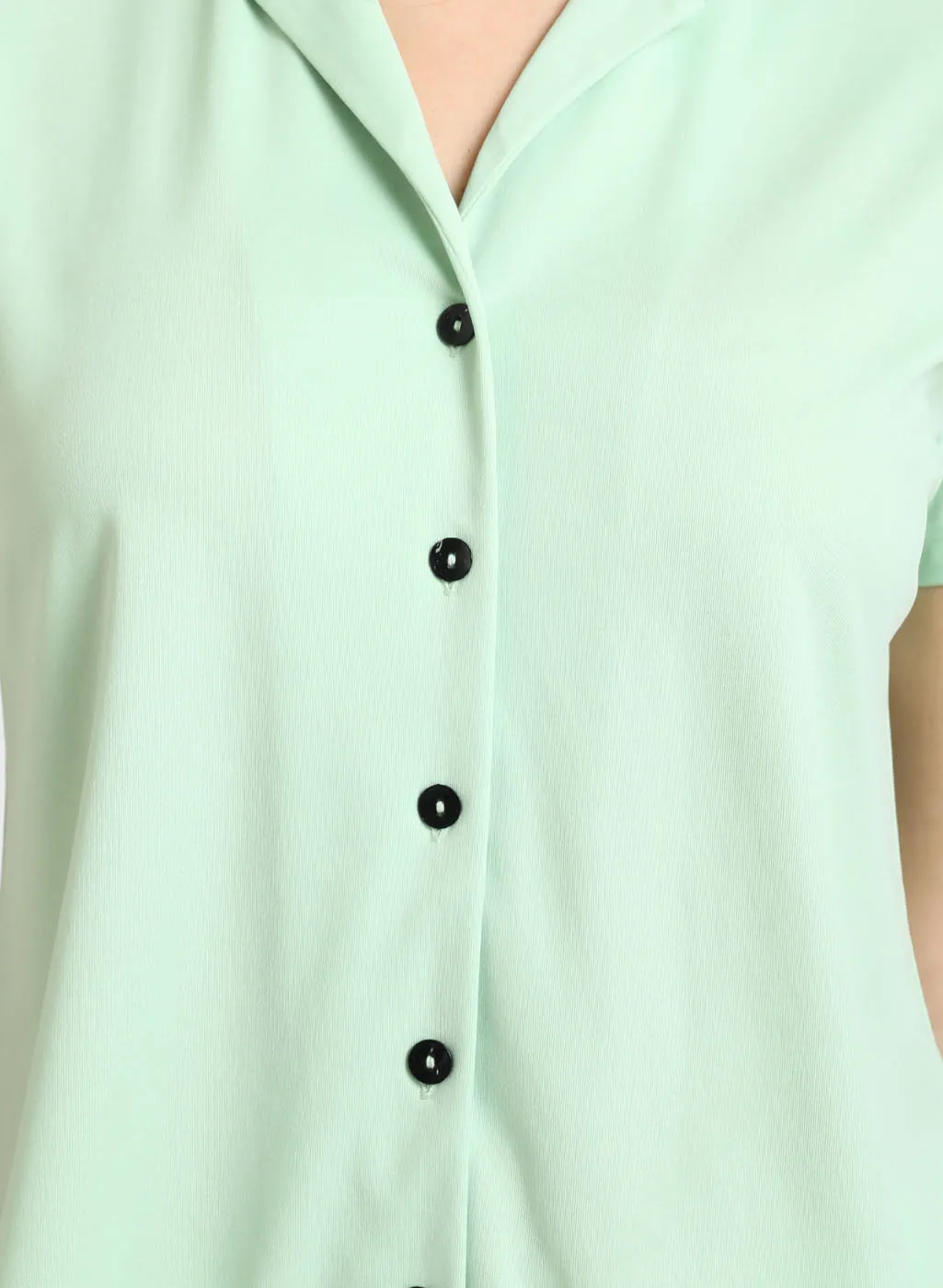 Half Sleeve Shirt With Notch Collar