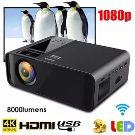 Huanletou 1080P LED Intelligent Smart Home Cinéma Projector