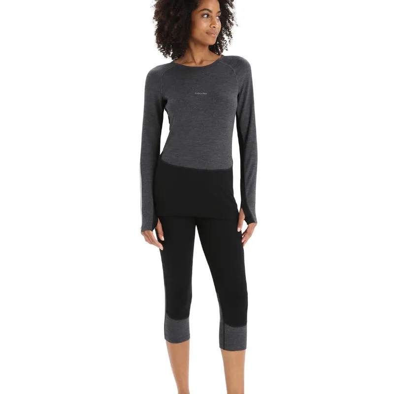 icebreaker Merino Base Layer Women's 260 Zoneknit Merino Long Sleeve Crewe Thermal Top - Jet Heather