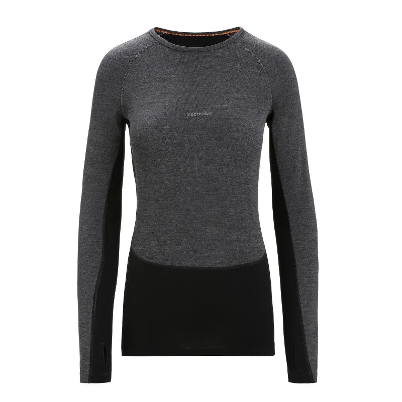 icebreaker Merino Base Layer Women's 260 Zoneknit Merino Long Sleeve Crewe Thermal Top - Jet Heather