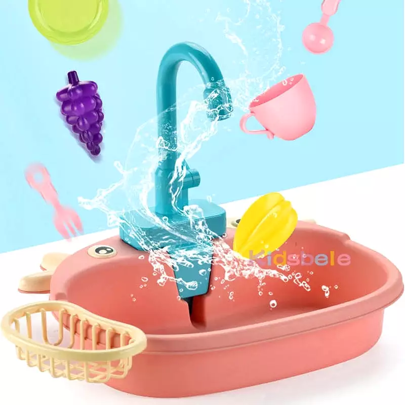 Kids Kitchen Toys Simulation Electric Dishwasher Pretend Play Mini Kitchen Food Educational Summer Toys Role Playing Girls Toys