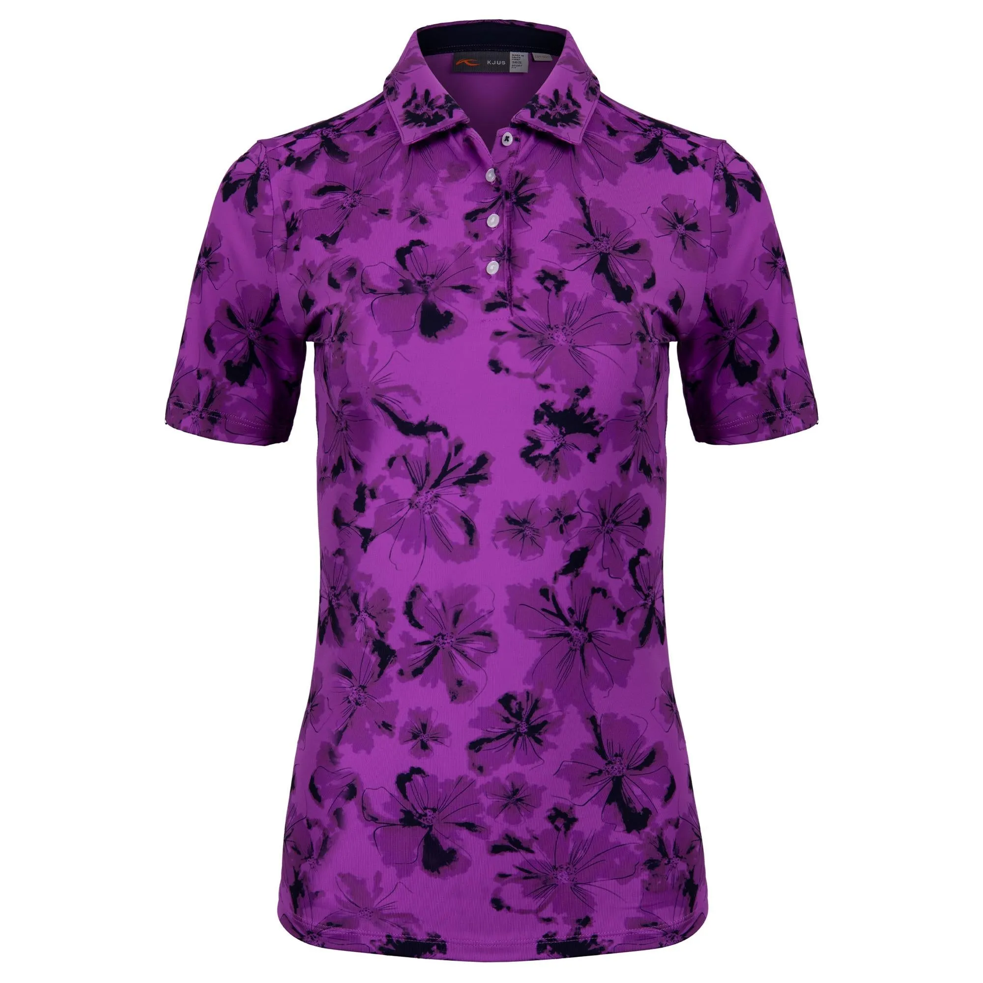 KJUS Enya PrintedLadies Golf Polo Foxglove/Atlanta Blue