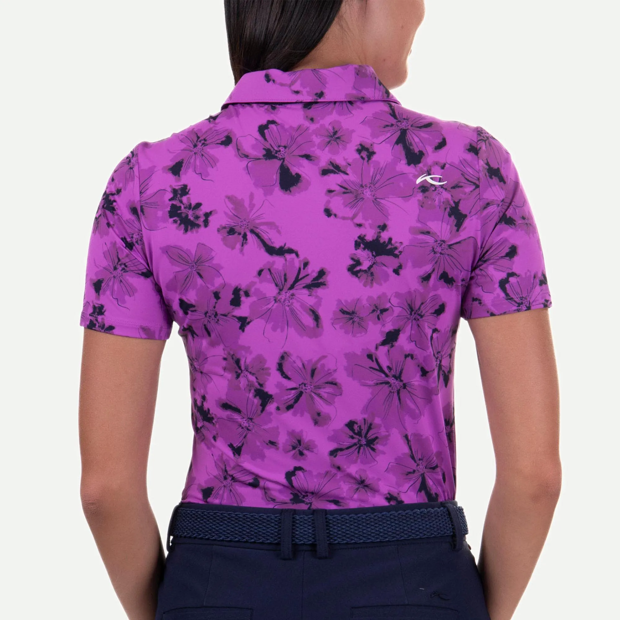 KJUS Enya PrintedLadies Golf Polo Foxglove/Atlanta Blue