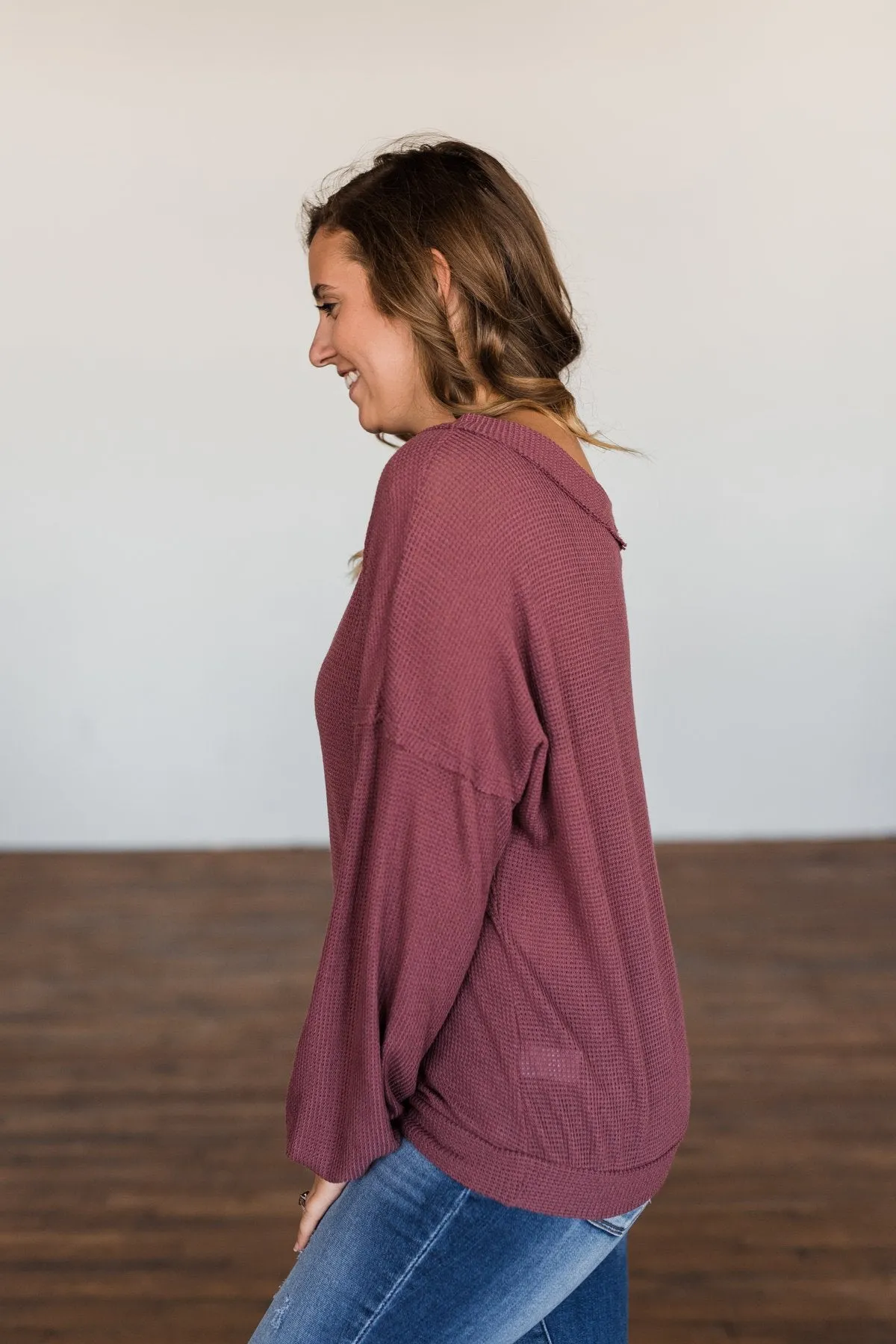 Know You Better Thermal Long Sleeve Top- Dark Mauve