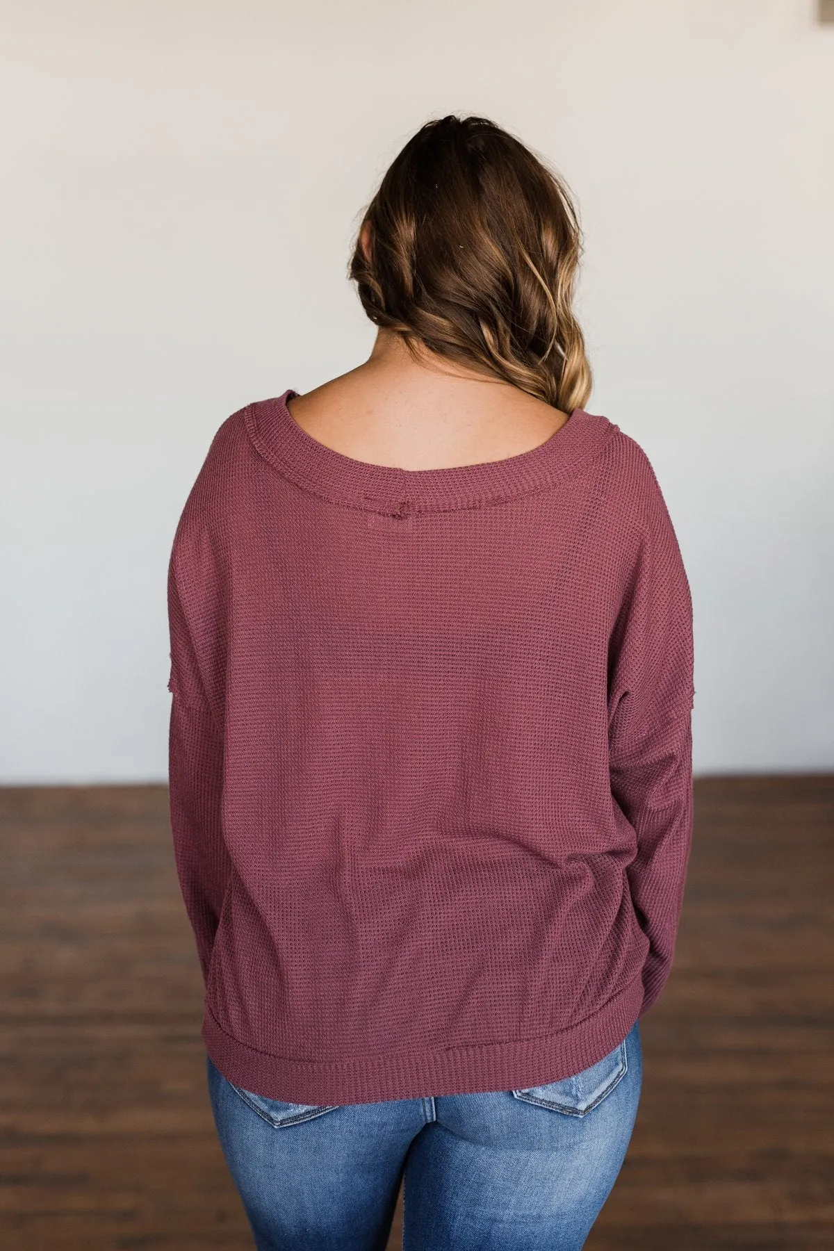 Know You Better Thermal Long Sleeve Top- Dark Mauve