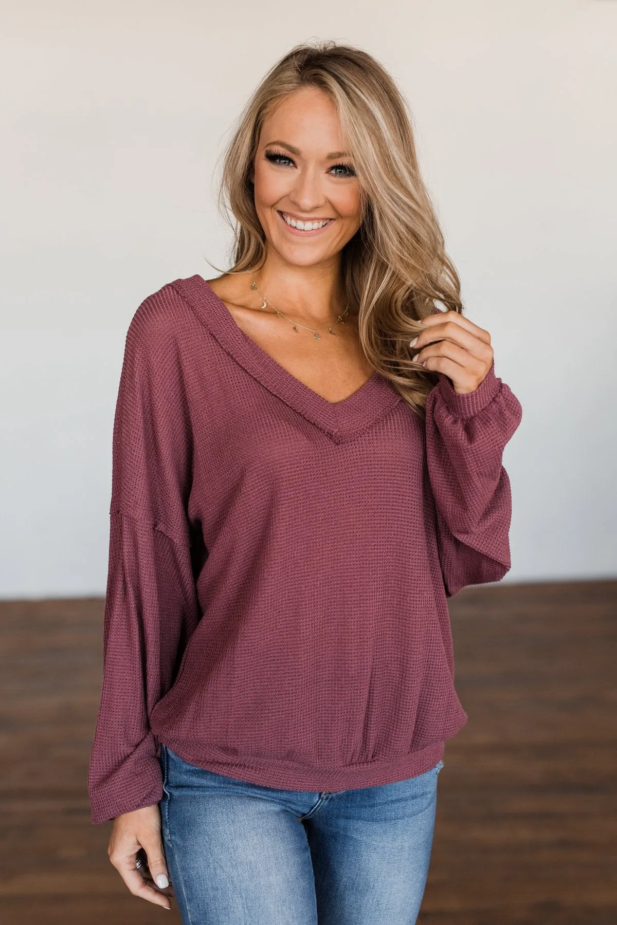 Know You Better Thermal Long Sleeve Top- Dark Mauve