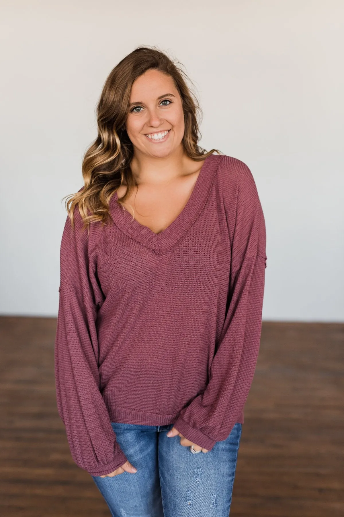 Know You Better Thermal Long Sleeve Top- Dark Mauve