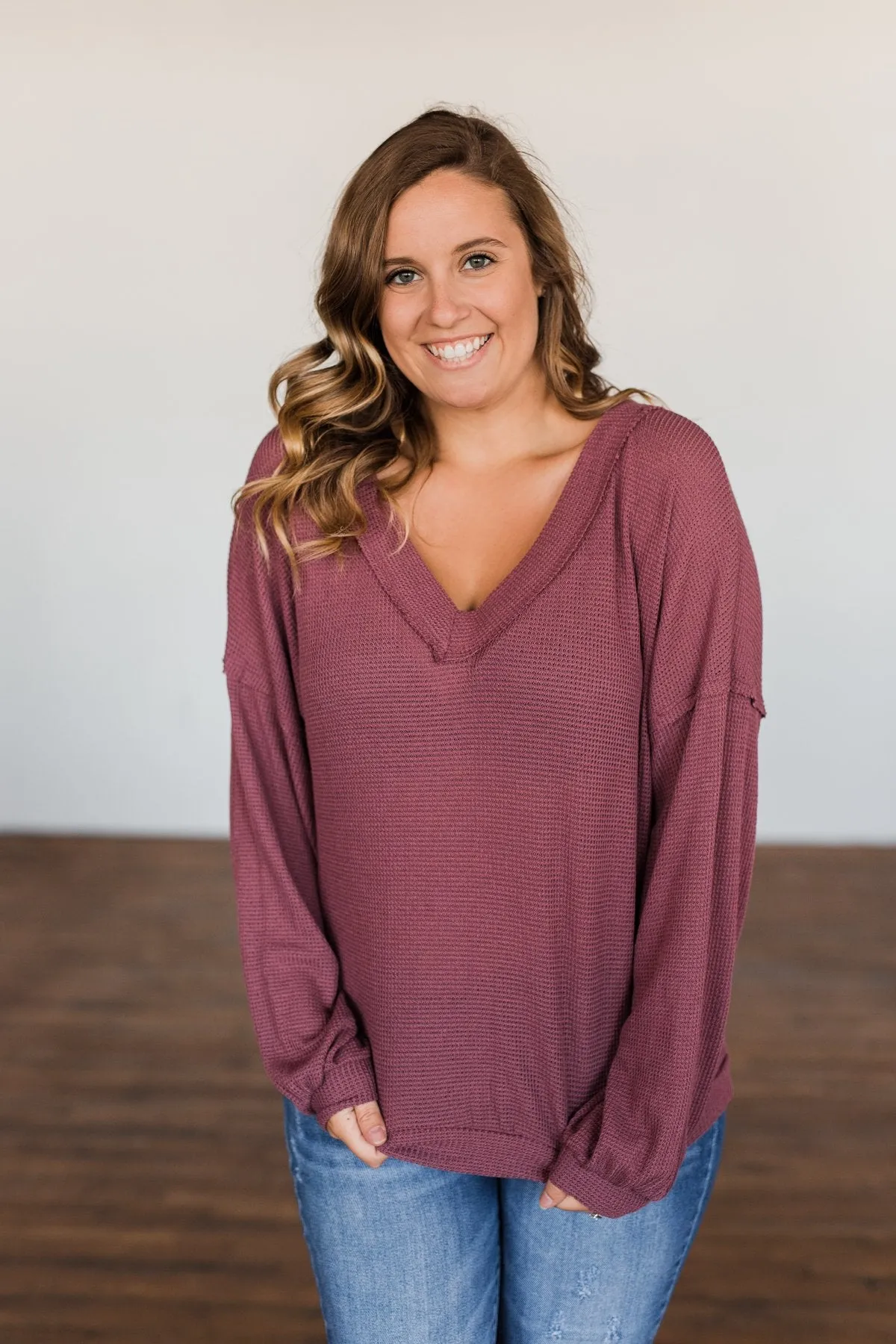 Know You Better Thermal Long Sleeve Top- Dark Mauve