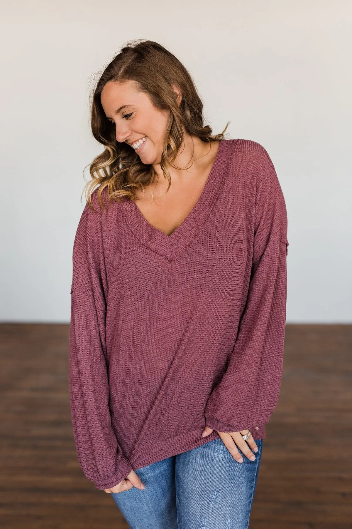 Know You Better Thermal Long Sleeve Top- Dark Mauve