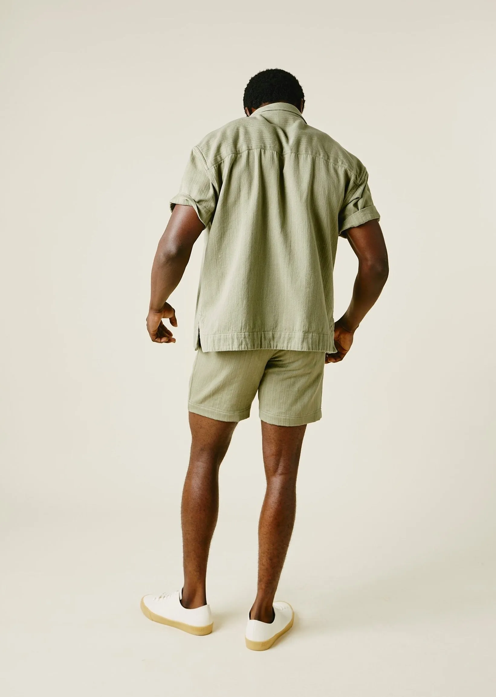 LAKE CAMP SHIRT Od Green Military Herringbone